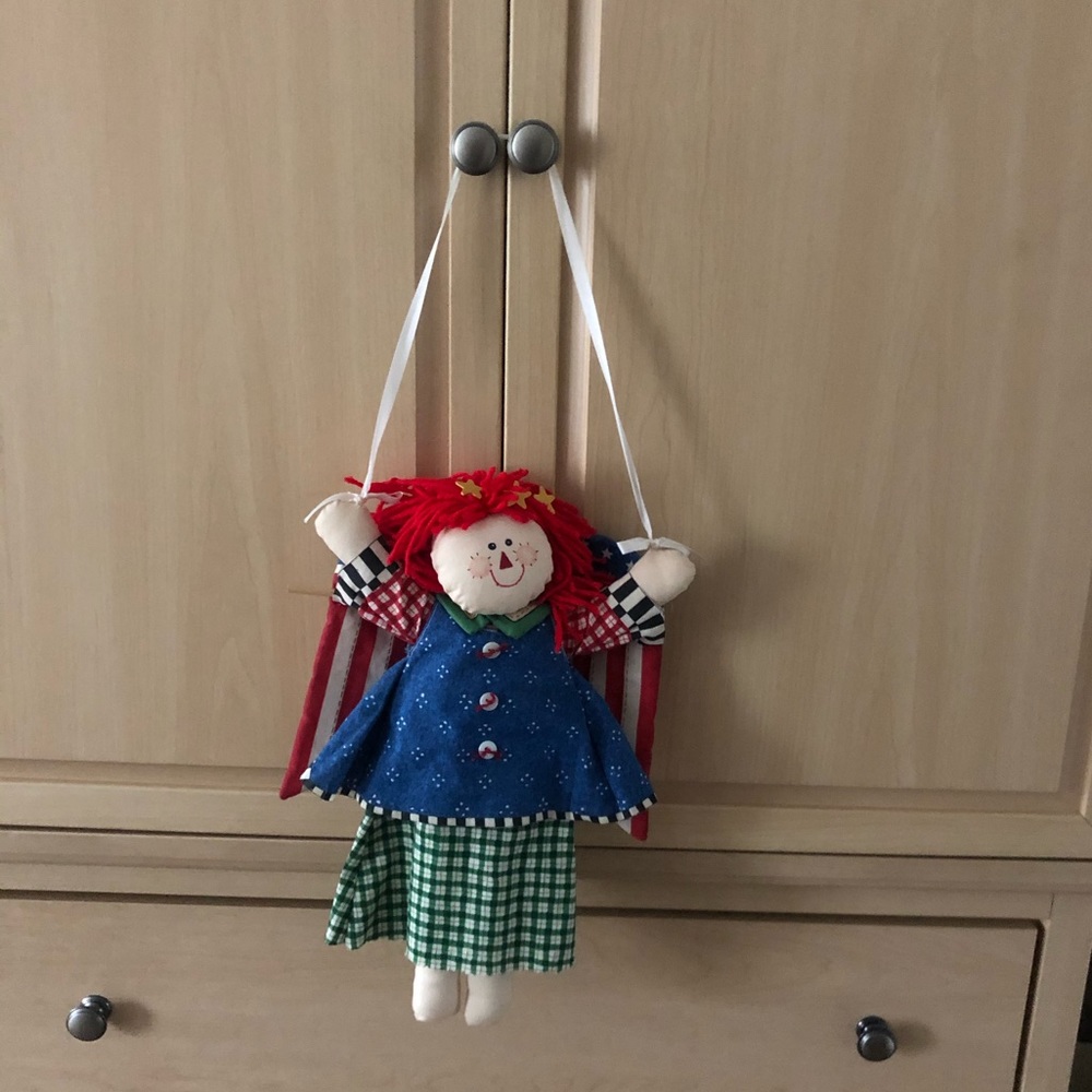 Hanging Hand Made Doll with American Flag Wings